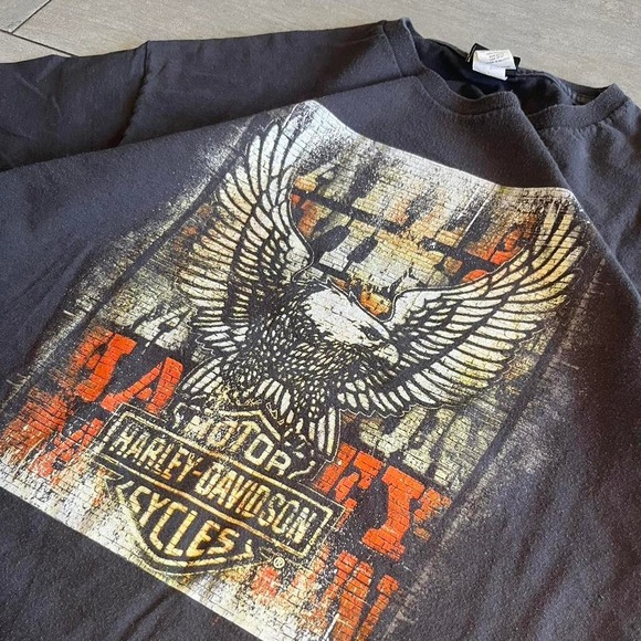 Y2K Harley Davidson black cotton t-shirt with eagle graphic  #biker #motorcycle - Picture 4 of 8